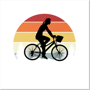 Cyclist vintage retro sunset style Posters and Art